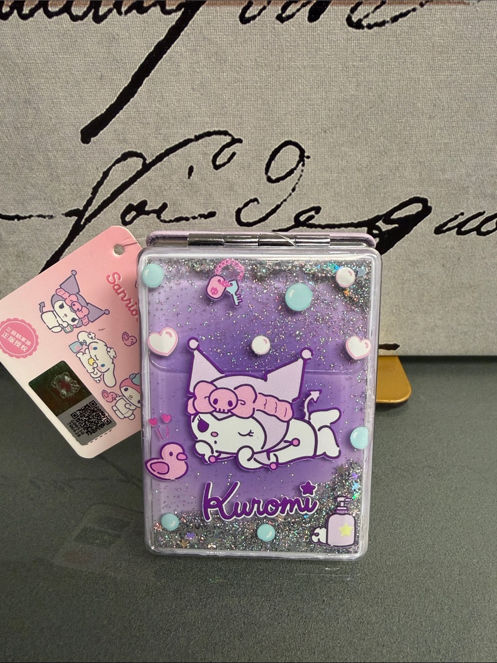 Sanrio Kuromi Glitter Purple Compact Mirror with Pastel Accents